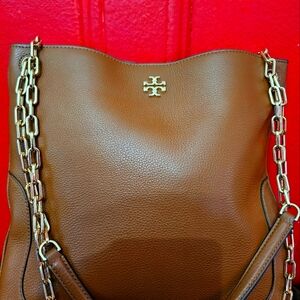 Tory Burch Brown Leather Chain Tote